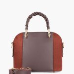 Dual Colour Hand Bag - Dark Brown