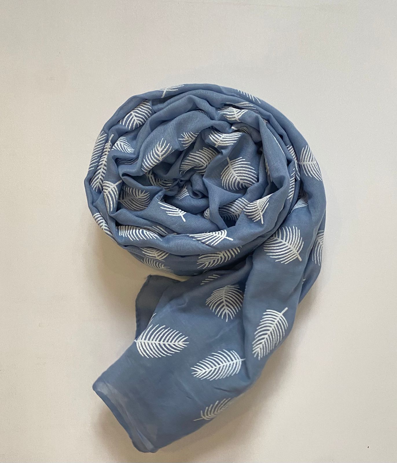 Premium Lawn Digital Leaf Print Scarf - Image 14