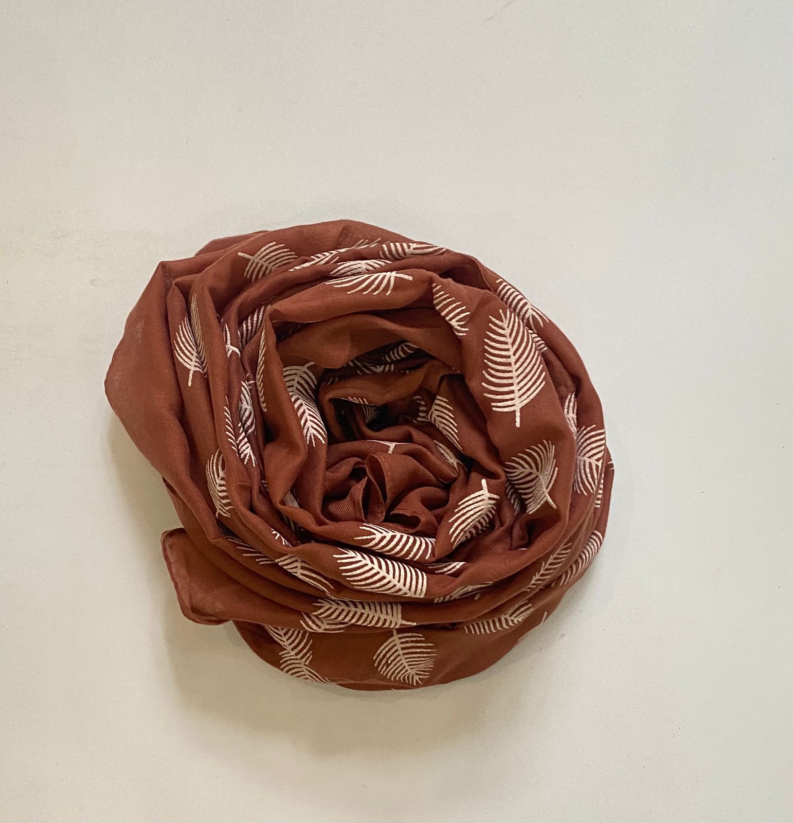 Premium Lawn Digital Leaf Print Scarf - Image 13